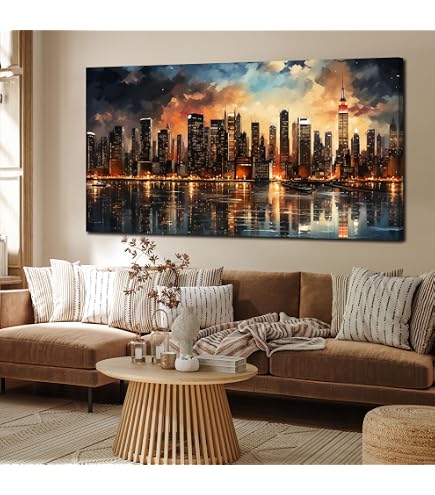 Amazon.com: Manhattan Skyline The Bridge and Beyond 36x12 Art